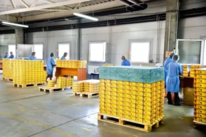 Magazijn van Sabé Verpakkingen met pallets verpakkingsmateriaal