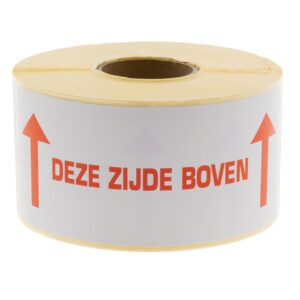 Waarschuwingsetiketten "DEZE ZIJDE BOVEN"